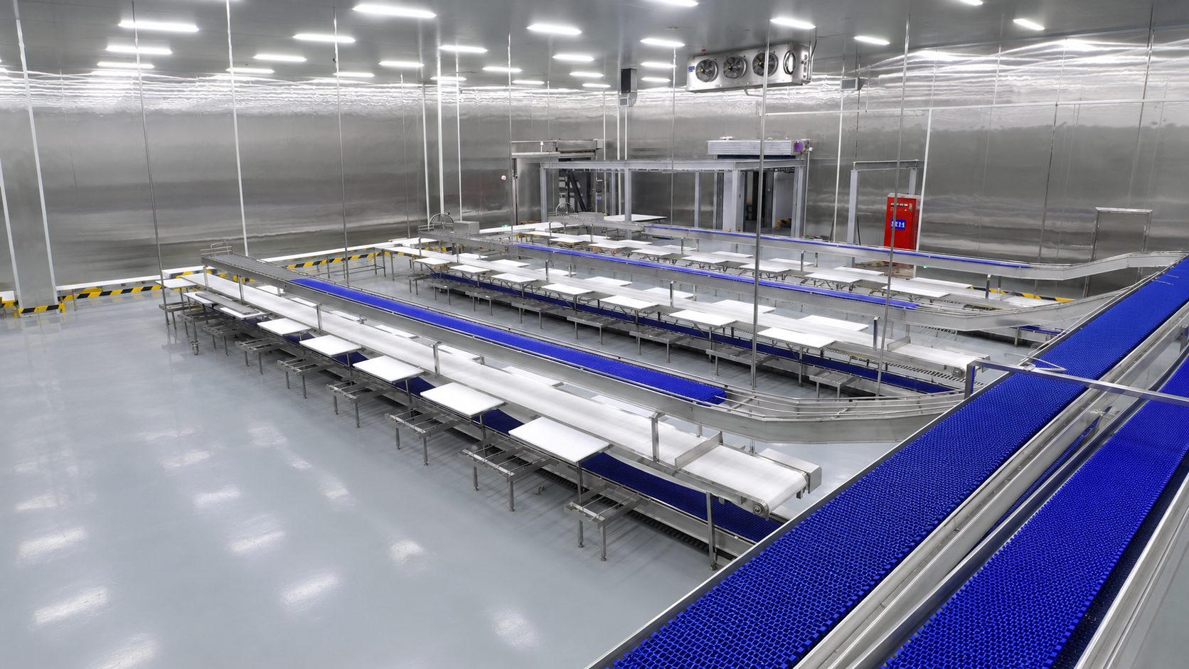 Transportador para deshuesar y cortar carne de calidad alimentaria Vista general 